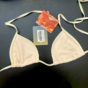 Oh Polly Cream Textured String Bikini Top. Size XS. Brand new with tags.